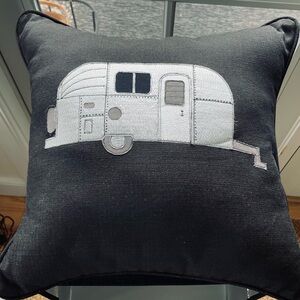 Two pillows - one price:  Airstream handcrafted pillow w/matching plain pillow!